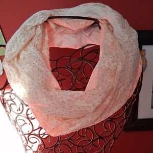 Candie's Lace Infinity Scarf - Soft Pink
